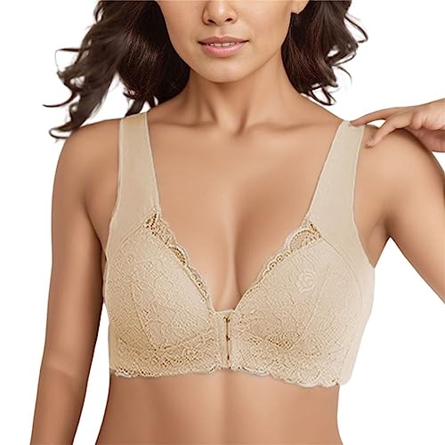 Womens Sexy Wireless Bra Super Soft Polyester Push Up Front Close Bra for Women T Back Plus Size No Underwire Bras Seamless Bralette Adjustable Lightly Sports Soft Everyday Underwear