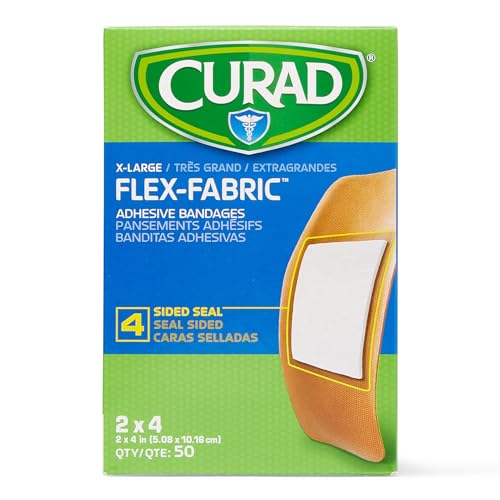 Medline CURAD Flex-Fabric Adhesive Bandages, X-Large 2x4, 50 Count