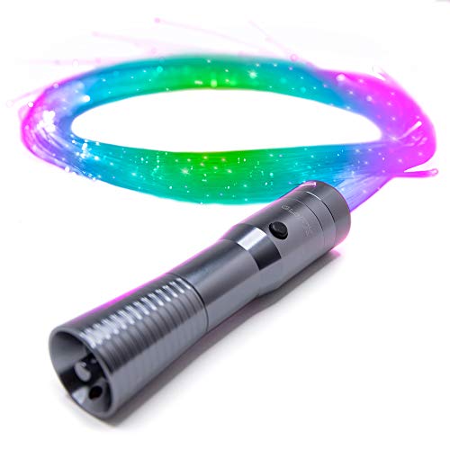 GloFX Sparkle Fiber Space Whip Remix | Programmable LED Fiber Optic Whip | 6 Ft 360° Swivel Super Bright Light Up Rave Toy EDM Pixel Flow Lace Dance Festival