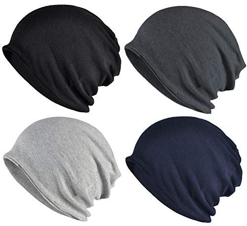ELLEWIN Cotton Slouchy Beanie Hats Chemo Cap for Men Women Soft Lightweight Running Adult Beanie Hats