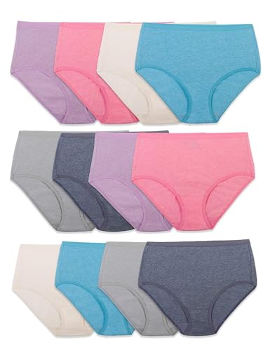 Fruit of the Loom Women's Beyondsoft Underwear, Super Soft Designed with Comfort in Mind, Available in Plus Size, Brief-Cotton Blend-12 Pack-Colors May Vary, 6