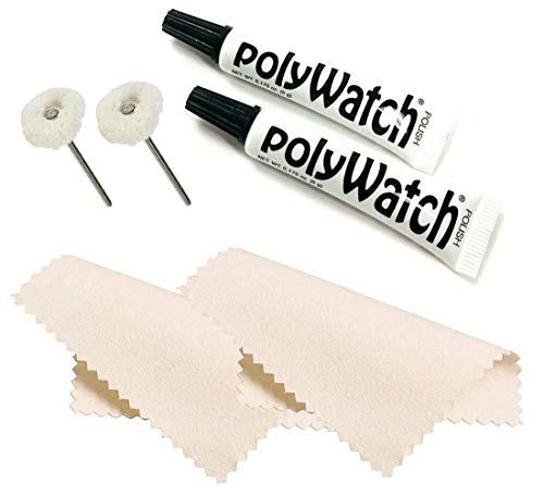 Polywatch Plastic Watch Crystal Scratch Remover with String Buff Polisher and 5x5 Cloth - 2 Each