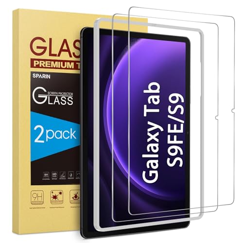 SPARIN [2-Pack Screen Protector for Galaxy Tab S9 FE 5G 10.9 inch/Galaxy Tab S9 11 inch, 9H Tempered Glass with Easy Installation Frame, S Pen Compatible/HD Clear/Anti Scratch