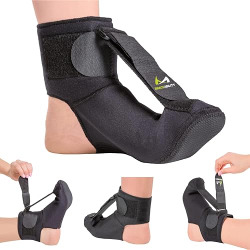 BraceAbility Plantar Fasciitis Night Splint Sock - Soft Plantar Fascia Brace for Sleeping, Achilles Tendonitis, Foot Drop, Heel Pain - Plantar Fasciitis Relief Night Splint for Women and Men (Medium)