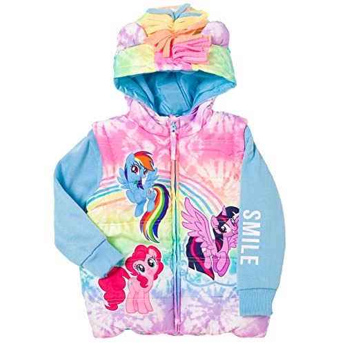 My Little Pony Twilight Sparkle Pinkie Pie Rainbow Dash Little Girls Zip Up Vest 2fer Jacket Tie Dye Multicolor 5