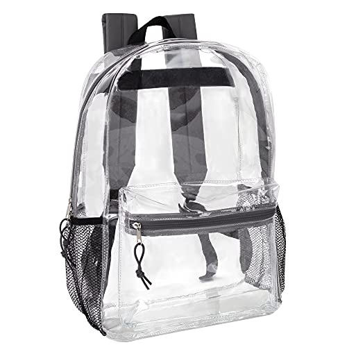 Trail maker Clear Backpack with Padded Straps, Side Pockets for Kids, Boys, Girls, School, Stadium Approved Events (Grey)
