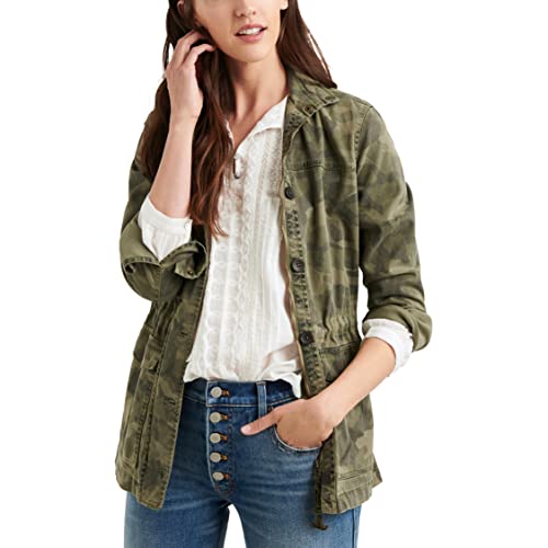 Lucky Brand womens Long Sleeve Button Up Camo Printed Utility Jacket, Green Multi, Large US