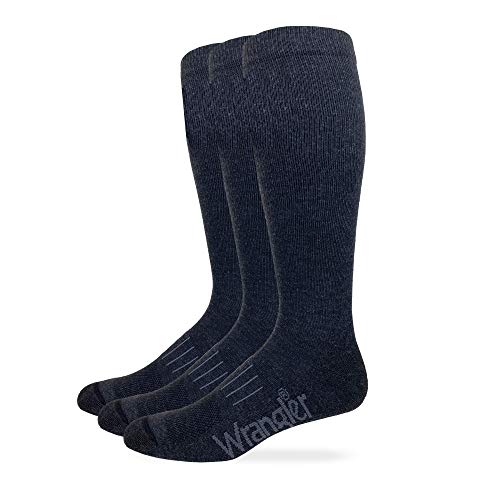 Wrangler Mens Ultra Dri Seamless Toe Western Boot Socks 3 Pair Pack (Charcoal, x_l)