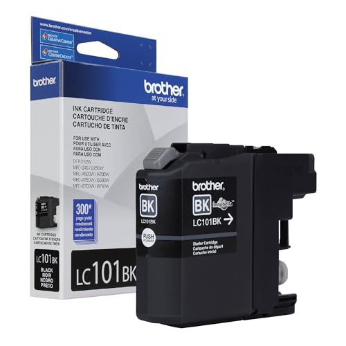 Brother Genuine Standard Yield Black Ink Cartridge, LC101BK, Replacement Black Ink, Page Yield Upto 300 Pages, LC101