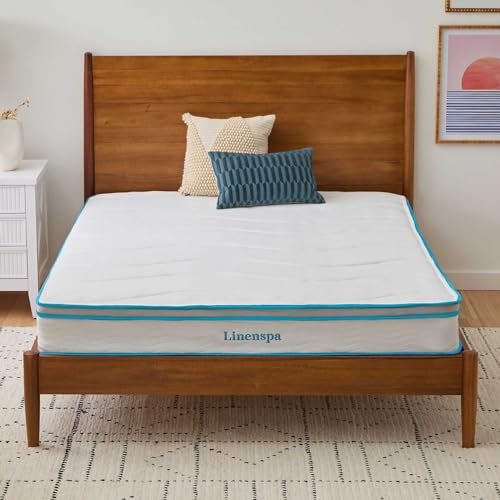 Linenspa 8 Inch Memory Foam and Spring Hybrid Mattress - Medium Firm Feel - Bed in a Box - Quality Comfort and Adaptive Support - Breathable - Cooling - Guest and Kids Bedroom - Twin Size