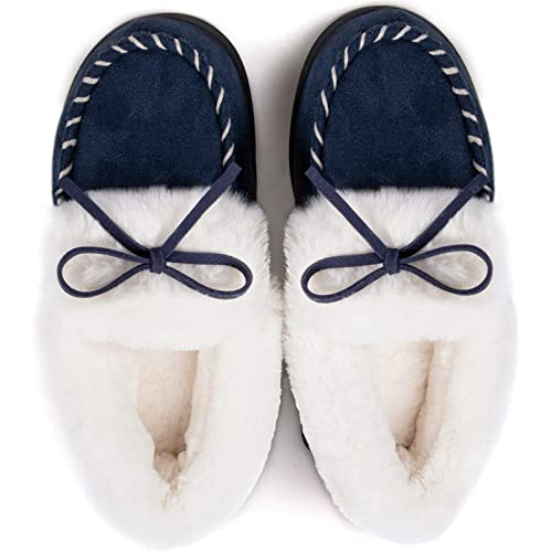 RockDove Women's Trapper Moc Memory Foam Slipper, Size 8-9 US Women, Royal blue