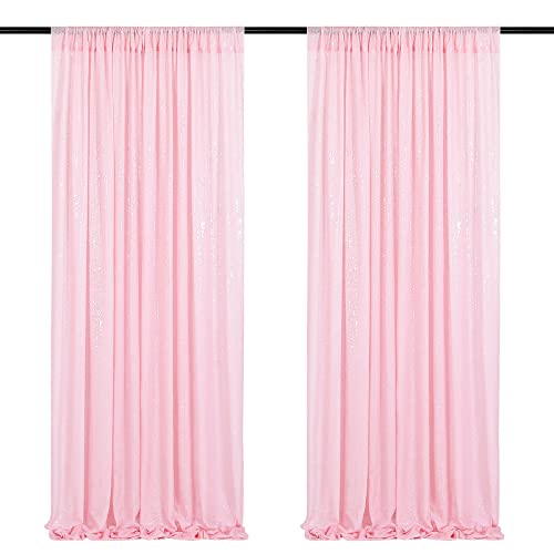 Pink Sequin Backdrop Curtains 2 Pieces 2ftx8ft Photography Background Party Curtain Glitter Wedding Backdrop Fabric