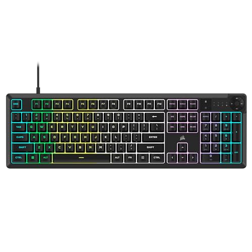 Corsair K55 CORE RGB Membrane Wired Gaming Keyboard – Quiet, Responsive Switches – Spill Resistance – Ten-Zone RGB – Media Keys – iCUE Compatible – QWERTY NA – PC, Mac – Gray