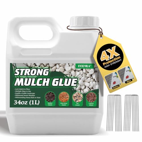 1 Quart Strong Mulch Glue, Clear Mulch Gravel Glue, Quick Dry Gravel Binder Glue, Mulch Lock and Pea Gravel Stabilizer, Non-Toxic Mulch Glue, Mulch Rock Glue for Landscaping Pea Gravel & Bark