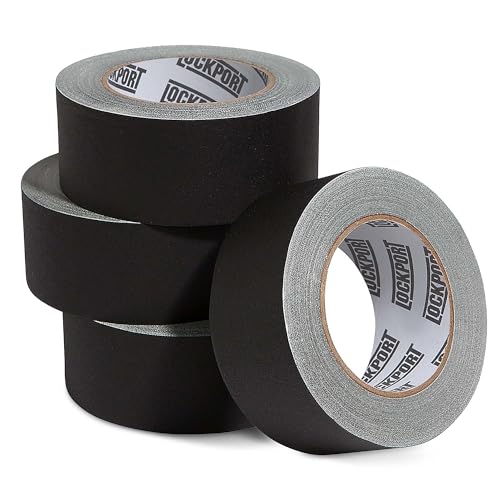 Lockport Black Gaffers Tape 4 Pack - 30 Yards x 2 Inch - Waterproof, No Residue, Non-Reflective, Easy Tear, Matte Gaffer Stage Tape - Gaff Cloth Tape for Photography, Filming Backdrop