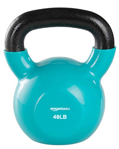 Amazon Basics Vinyl Kettlebell - 40 Pounds, Light Blue