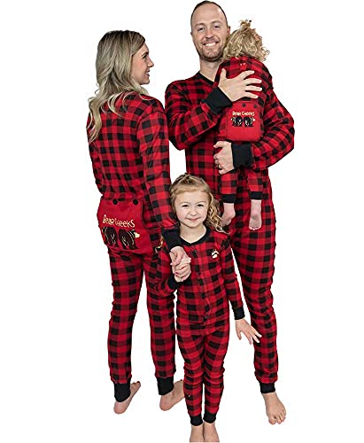 Lazy One Flapjacks, Matching Christmas Pajamas for The Dog, Baby & Kids, Teens, and Adults (Plaid Bear Cheeks, Medium)