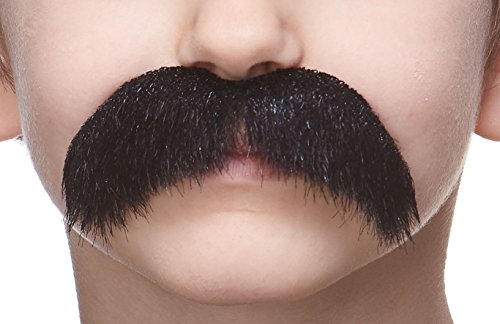 Mustaches Fake Mustache, Self Adhesive, Novelty, Small Walrus False Facial Hair, Costume Accessory for Kids, Black Lustrous Color