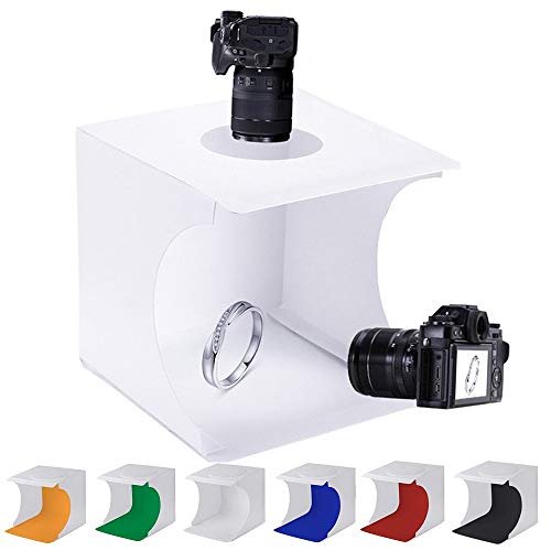 Mini Photo Studio Tent Jewelry Light Box Kit, SENLIXIN Portable Foldable Small Home Photography Studio Light Box Booth Shooting Tent with LED Light Strips - with 6 Color Background (20x20x20cm)