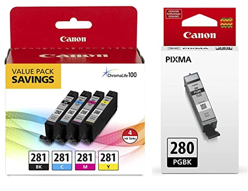 Canon CLI-281 4-Color Ink Tank Value Pack PGI-280 Black Ink