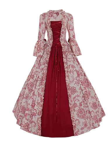 1791's lady Women's Victorian Rococo Dress Temperament Palace Evening Dress Inspiration Maiden Horn Sleeve Costume NQ0032W (Female M) Red