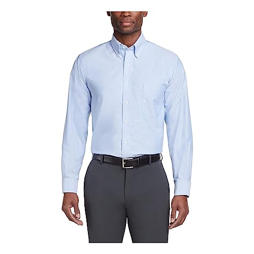 Van Heusen Men's Dress Shirt Oxford Solid Regular Fit, Blue, 17' Neck 34'-35' Sleeve