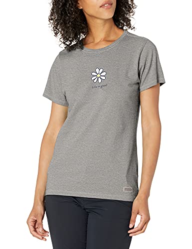Life is Good Women's Vintage Crusher Graphic T-Shirt Lig Daisy, Heather Gray, X-Large
