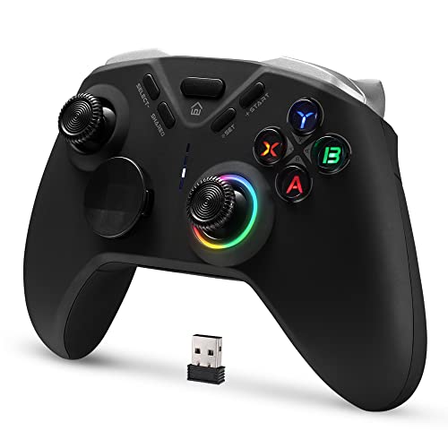 DOYOKY Wireless Bluetooth Game Controller, Multi-platform Gamepad with LED Backlight, Dual Motors, 6-Axis Gyro, M Button Programmable, Compatible with PC, Steam, Android, Switch