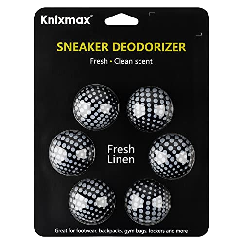 Knixmax Sneaker Deodorizer Balls, Shoes Gym Bags Lockers Car Air Fresheners, Sneaker Odor Eater Balls Shoe Deodorizers 6 Packs Fresh Linen