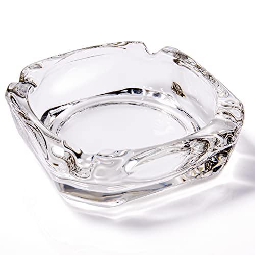 ZKKD Glass Ashtray, Home Ashtrays for Cigarettes, Outdoor Ashtray for Weed, Cigar Cool Ashtrays Cute Ashtray Square Transparent