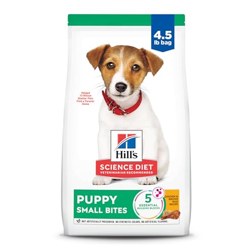 Hill's Science Diet Puppy, Puppy Premium Nutrition, Small Kibble, Dry Dog Food, Chicken & Brown Rice, 4.5 lb Bag