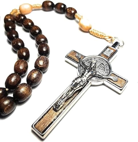 Genuine Made in Italy Blessed by Pope Francis Rosary Necklace rosary for car rearview mirror rosarios catolicos para hombre Medal Cross Saint Benedict Patron Saint of Students, Christian Values Honor