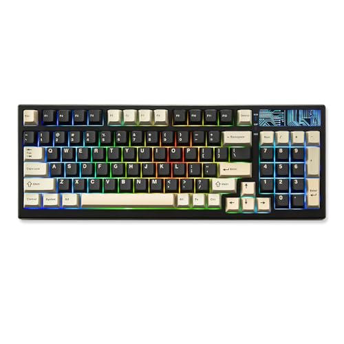 YUNZII YZ98 Gasket Mechanical Keyboard 99 Key Hot Swappable BT5.0/2.4G/USB-C Wireless Gaming with 5-Layer Sound Padding NKRO 98% 1800 Layout with RGB for Linux/Win/Mac(Milk Switch, Black)
