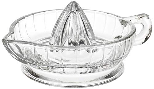 HIC Citrus Juicer Reamer with Handle and Pour Spout, Heavyweight Glass, Clear