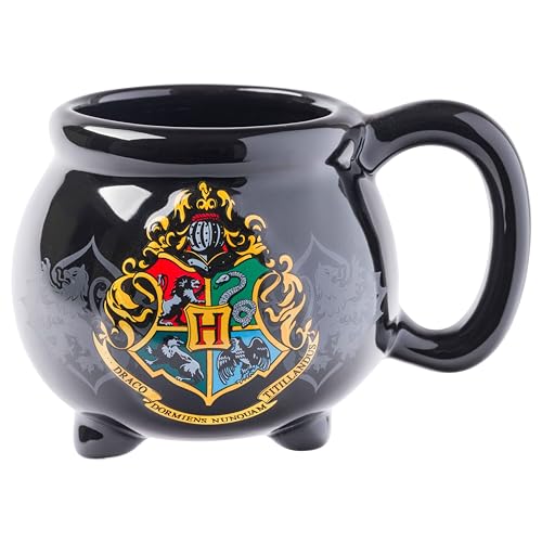 Silver Buffalo Warner Bros Harry Potter Hogwarts School Crest Cauldron 3D Sculpted Ceramic Coffee Mug, 20 Ounces