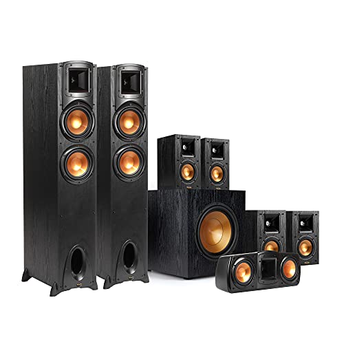 Klipsch Synergy Black Label F-200 7.1 Powerful and Efficient Home Theater System with 12' Front-Firing Subwoofer and Tractrix Horn Technology for Cinema-Quality Sound