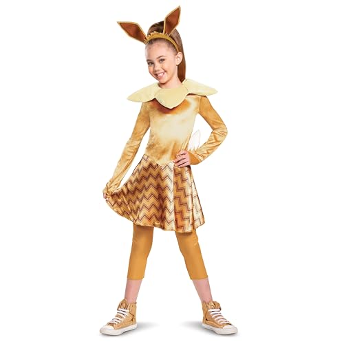 Disguise Pokemon Eevee Costume for Kids, Girls Deluxe Character Outfit, Child Size Medium (7-8) Brown (90760K)