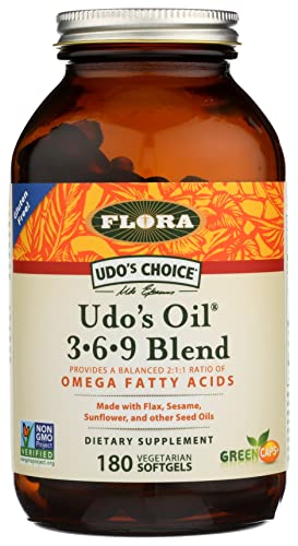 FLORA - Udo's Choice, Omega 369 Oil Blend, Vegetarian Capsules, 180 Count,61582