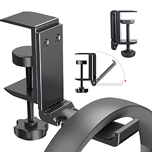 NCHONHONG Headphone Holder with Cable Organizer Aluminum Foldable Headset Stand Hanger Under Desk Save Space Headphone Hook for Universal Headphones