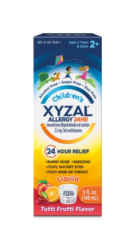Xyzal Children's Oral Solution, 5 fl. oz., 24-Hour Allergy Relief for Kids, Tutti Frutti Flavor