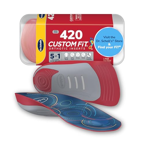 Dr. Scholl’s Custom Fit Orthotics 3/4 Length Inserts, CF 420, Customized for Your Foot & Arch, Immediate All-Day Pain Relief, Lower Back, Knee, Plantar Fascia, Heel, Insoles Fit Men & Womens Shoes