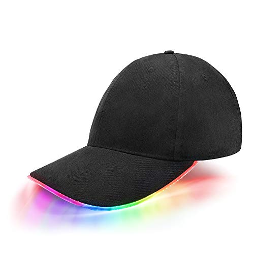 JIGUOOR LED Hat Light Up Baseball Cap Flash Glow Party Hat Rave Accessories for Festival Club Stage Hip-hop Performance (Rechargeable Powered, Multicolour)