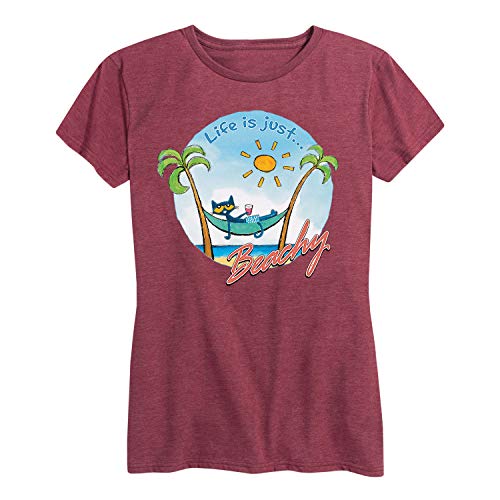 Pete the Cat - Life is Just Beachy - Women's Short Sleeve Graphic T-Shirt - Size Medium Heather Wine