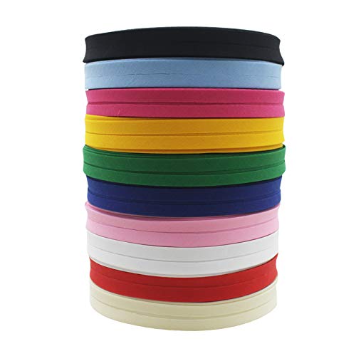 IubuFigo 12mm 1/2' Single Fold Bias Tape Bias Binding for Sewing Solid Color 100% Polyester