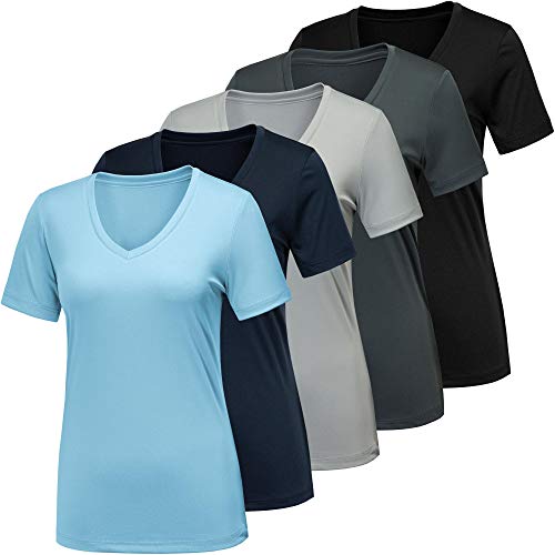 Workout Shirts for Women, Moisture Wicking Quick Dry Active Athletic Women's Gym Performance T Shirts Large