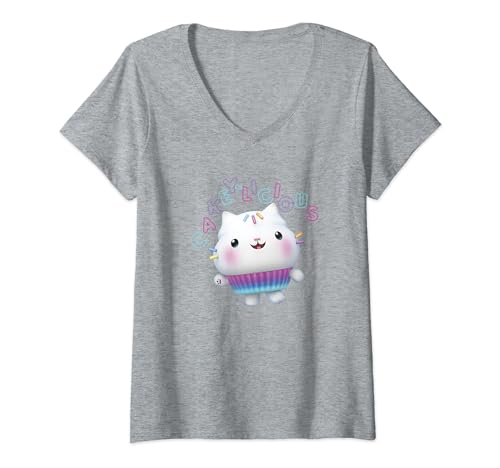 Womens Gabby's Dollhouse Cakey Cat Cakey-Licious V2 V-Neck T-Shirt