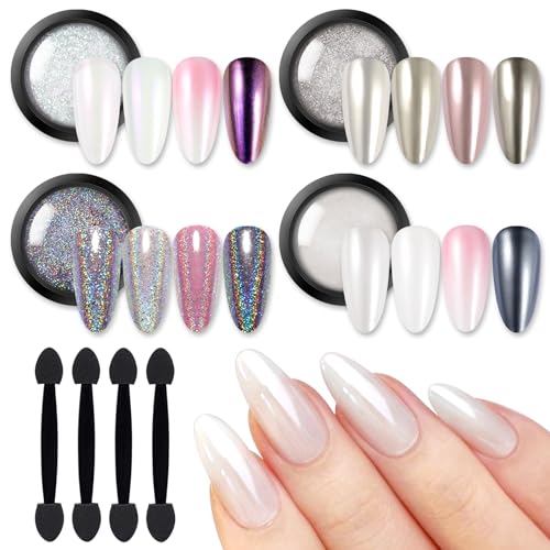 BORN PRETTY Chrome Powder,Metallic Mirror Pearl Holographic Pigment Powder Manicure Nail Art Decoration Sets