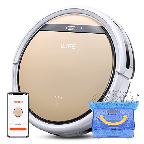 ILIFE V5s Plus Robot Vacuum and Mop Combo, Works with 2.4G WiFi, Alexa/App/Remote Control, Automatic Self-Charging Robotic Vacuum Cleaner, for Pet Hair, Hard Floor, Low Carpet (V5s Pro Upgraded)