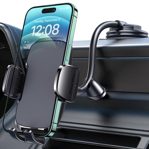 Qifutan Car Phone Holder Mount [Flexible Arm] Phone Mount for Car Holder Windshield Dashboard Cell Phone Holder Car Mount for All iPhone Android Smartphone