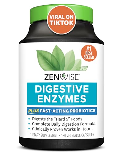 Zenwise Health Digestive Enzymes - Probiotic Multi Enzymes with Probiotics and Prebiotics for Digestive Health and Bloating Relief for Women and Men, Daily Enzymes for Gut and Digestion - 180 Count